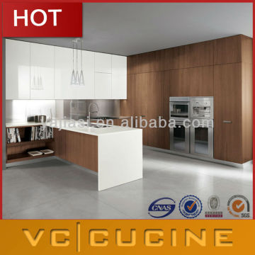 Wood veneer and lacquer kitchen cabinets