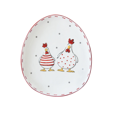 BONWILL Ceramic Red Chicken Rooster Serving Platter