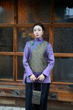 Shisanchai Nitre Flame Shu Brocade Coil Button Vest