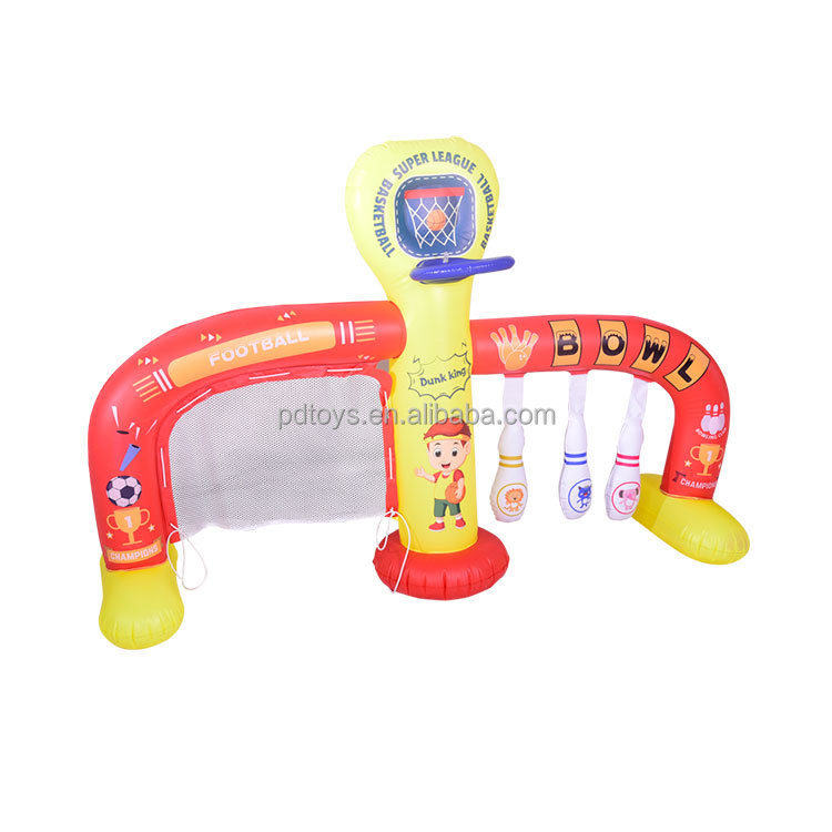 Customized sports children 3in1 inflatable football bowling