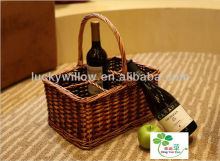 willow wicker wine storage basket with dividers
