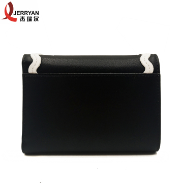 Leather Womens Black Clutch Bag Clip Wallet