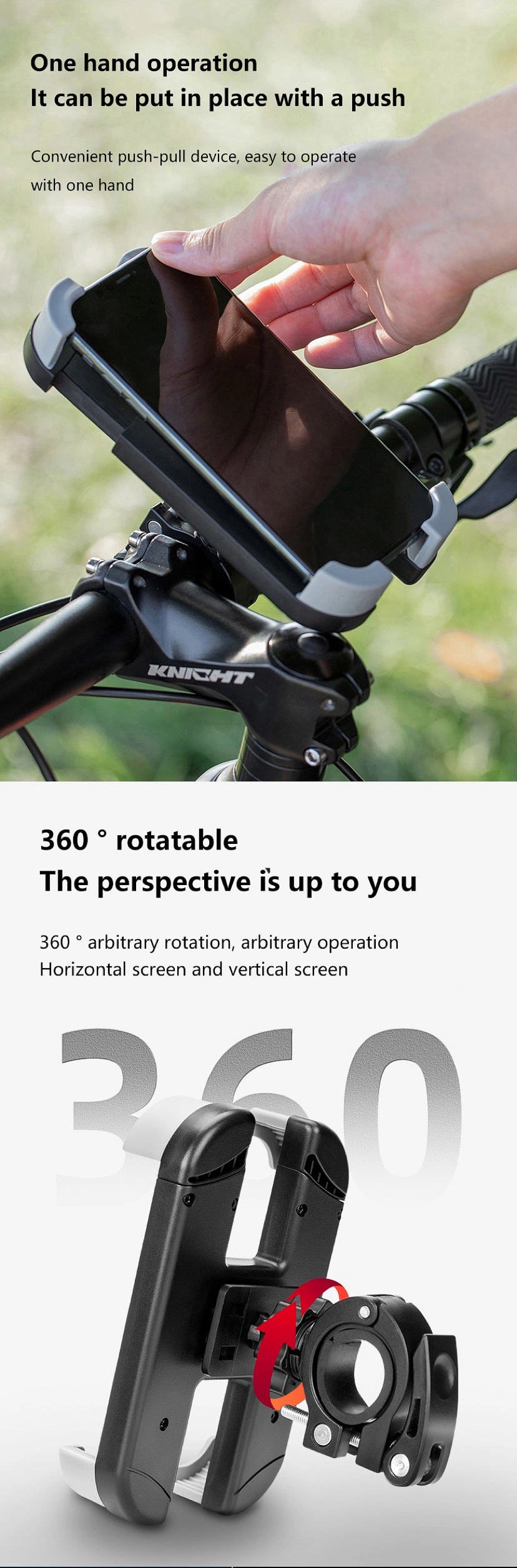 Bicycle Mobile Phone Holder Can Be Adjusted Ultra-Light and Quick-Release Bicycle Handlebar Can Be Rotated Mobile Phone Holder ABS