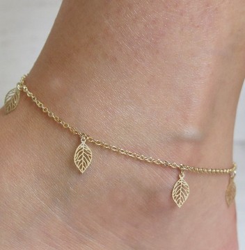 Summer Footlet Temperament Simple Gold Hollow Leaves Anklet Bracelet