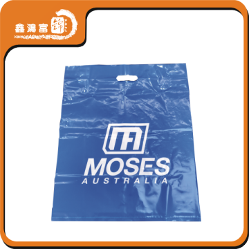 blue die cut custom shopping plastic bags