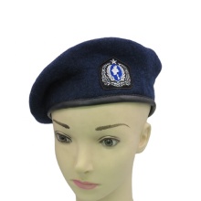 High Quality Custom Knitted Navy Blue Wool Beret Cap