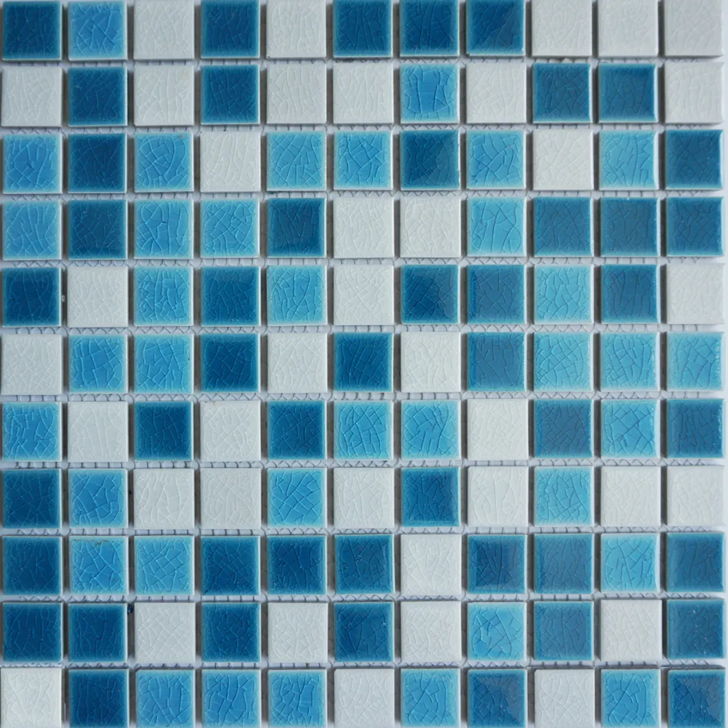 Crackle Glaze Porcelain China Floor Blue Tile Mosaic for Showers Kitchen