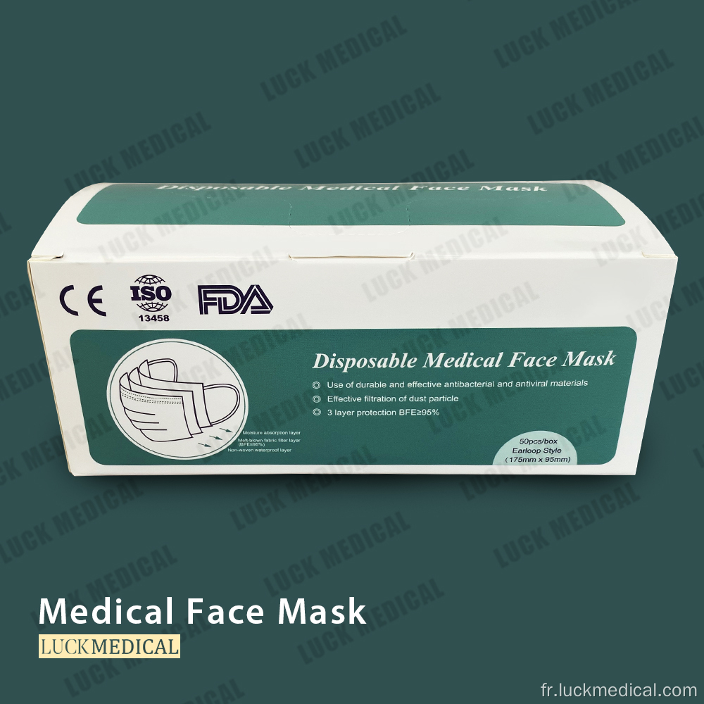 Masque de protection contre le visage chirurgical jetable 3ply