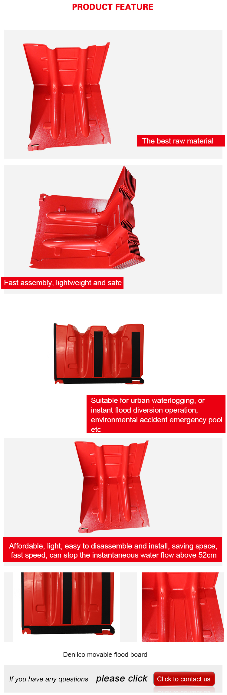 High efficient water stopper barriere plastic water barrier quick dam