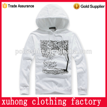 100% cotton plain white hoodie fashion design printed