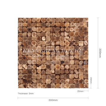Wood Coconut Shell Mosaic Art Wall Decorative Tile
