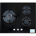 Black Glass Gas Cooktop 3 Burner