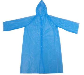 Blue Waterproof PE Disposable Raincoat