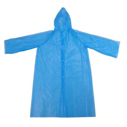 Blue Waterproof PE Disposable Raincoat