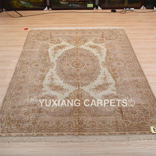 Silk Persian Qum Design Area Rug Traditional Carpet Luxury Persian Rug For Living Rooms