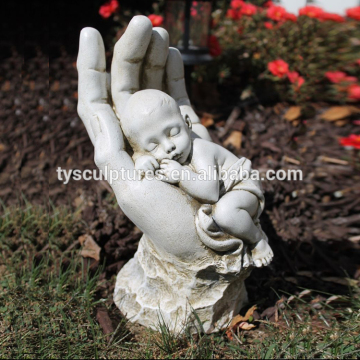 Outdoor garden popular custom stone hand holding baby statue