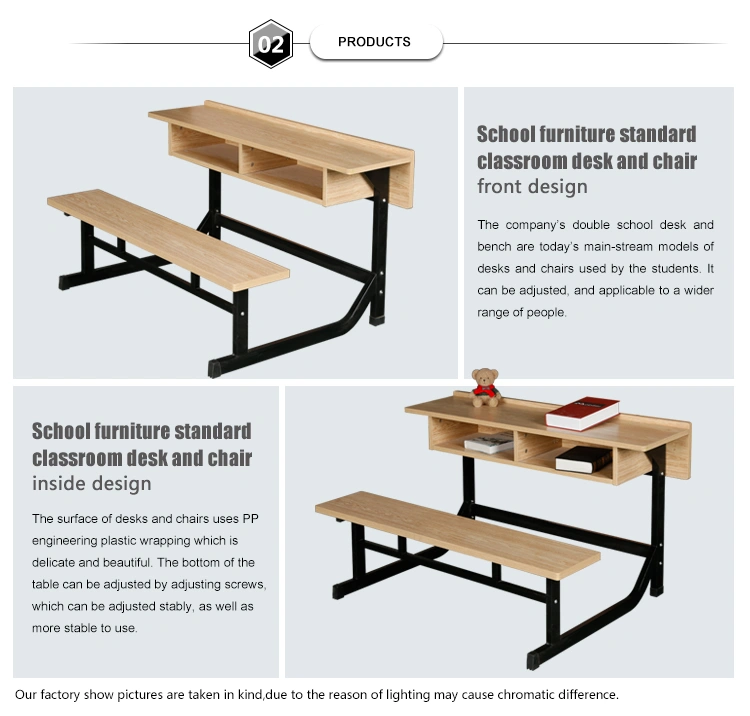 China Supplier High Quality Attached School Desks and Chair / School Desk