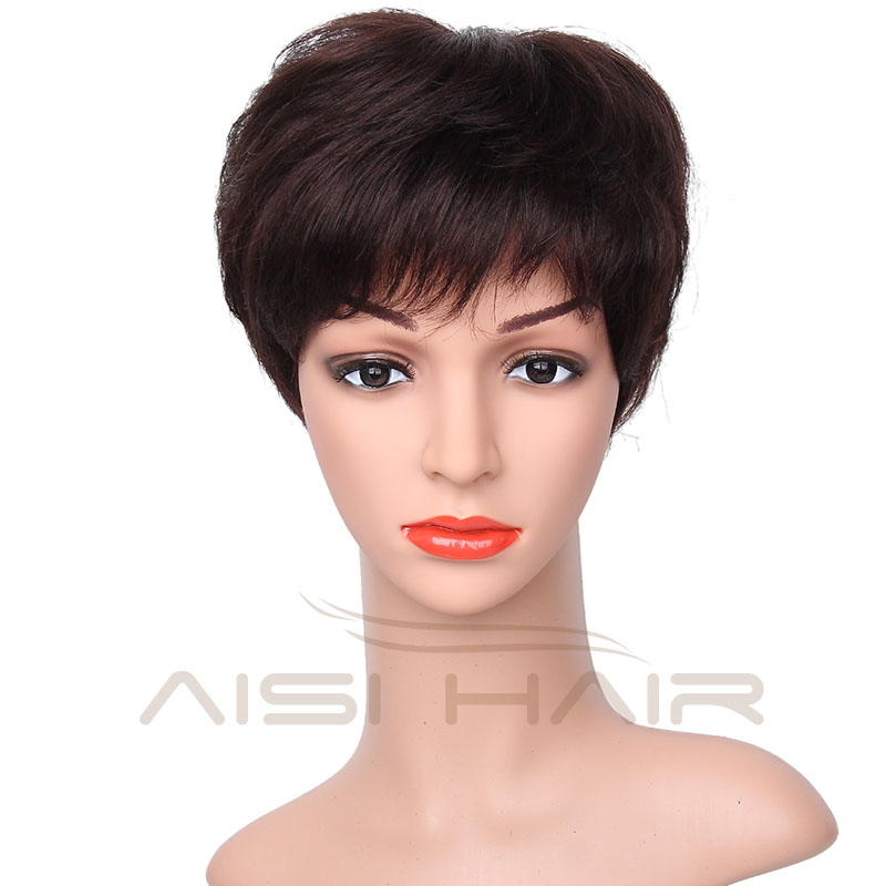 Aisi Hair Top Quality Short Straight Indian Human Hair Wigs Short Pixie Cut Human Hair Wigs For Women