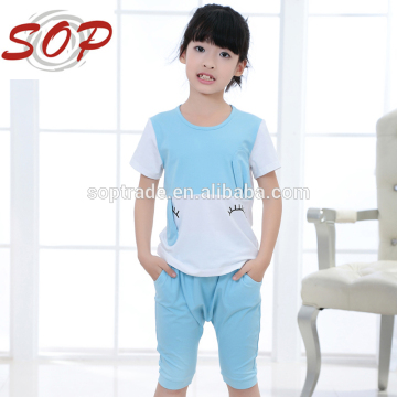 Blue Casual Sport matching Clothing Kids Children Cotton 2 piece Clothing Set