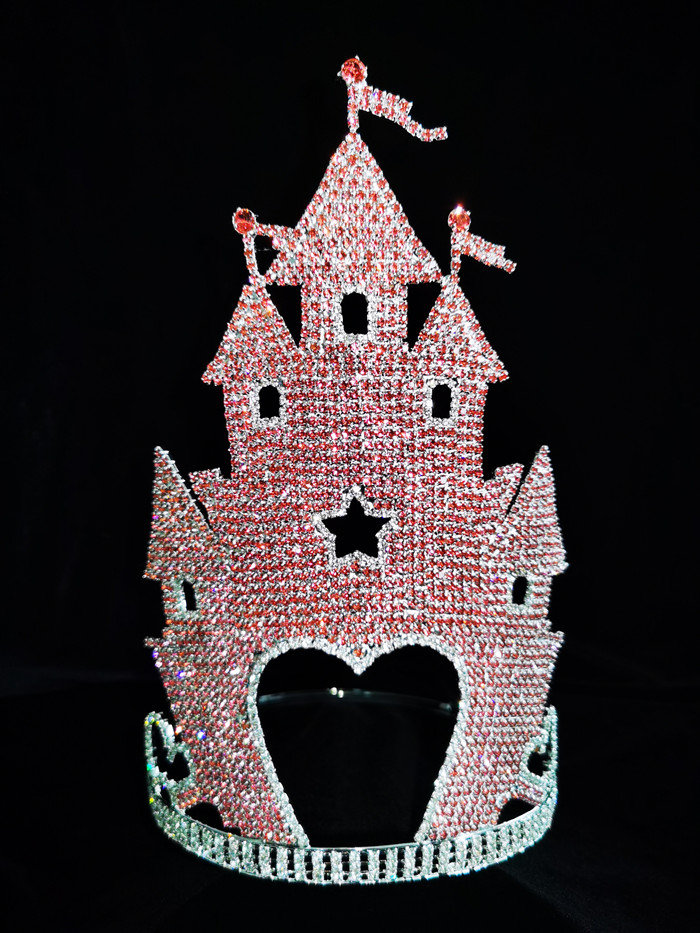 Pink Diamond Castle Crown Exquisite High-end Beauty Pageant Crown