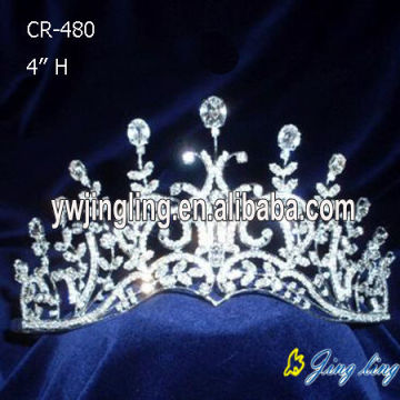 Corona curvada de la reina del Rhinestone de la belleza