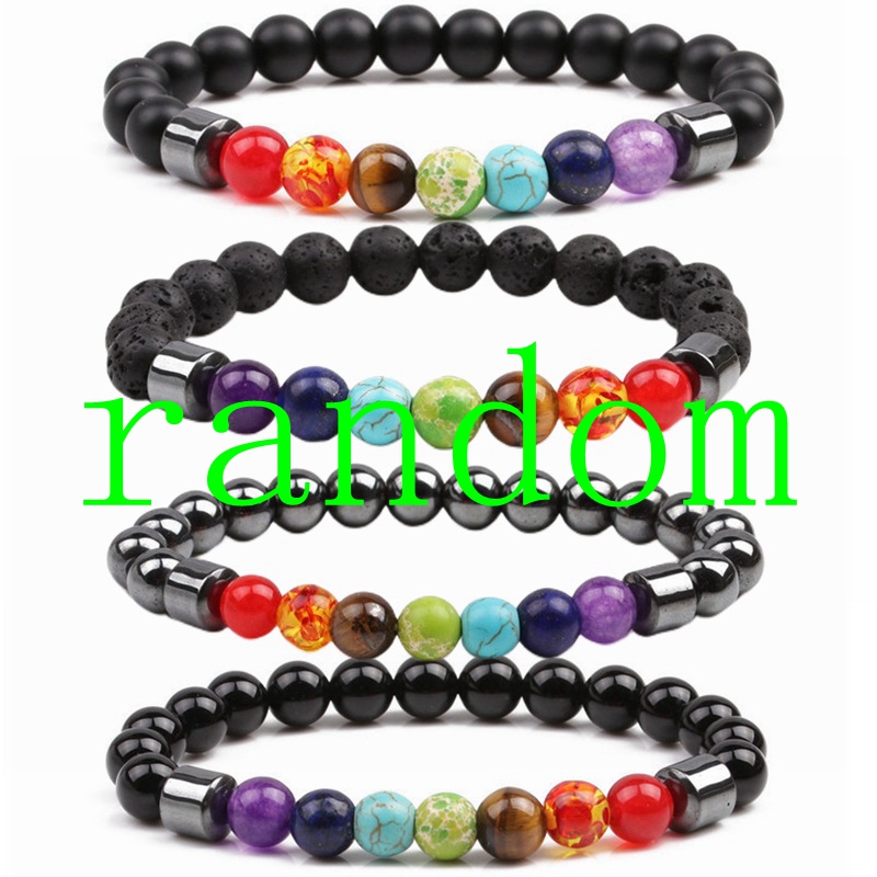 8 mm noir enyx rond bedas 7 chakra guérison reiki brcelet