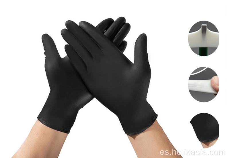 Guantes de nitrilo negro desechable en polvo sin estéril