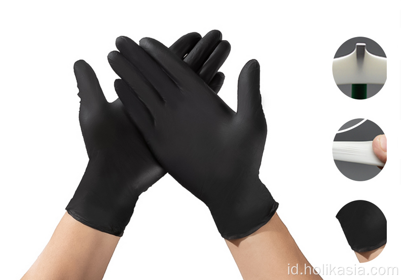 Black Disposable Nitrile Gloves Powder Gratis Non Steril