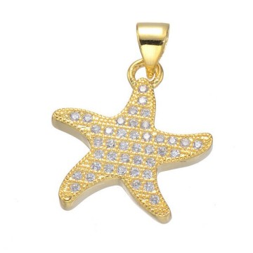 gold star pendant charm necklace fashion zircon gold starfish pendant