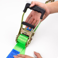 2" 5T 50mm Rubber Handle Ratchet Buckle Tiedowns Green Straps With 2 Inch Double J Hooks Safety Latch