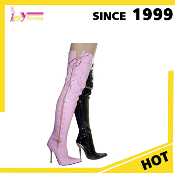 2017 new arrival black winter high heel tight sex ladies thigh high boots