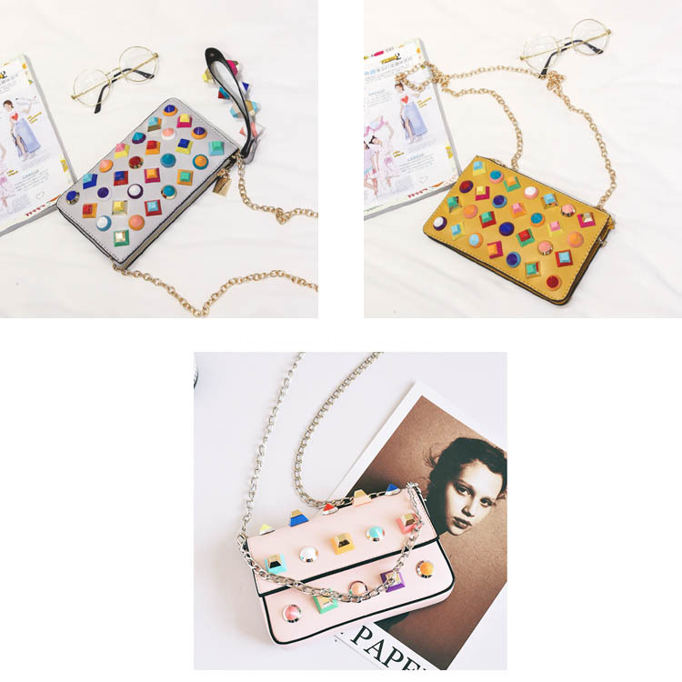 Multicolored ABS Studs Embellished Handbag