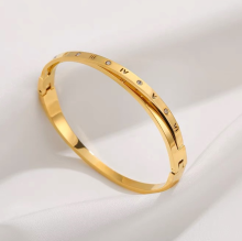 Women's Titanium Roman Numeral Rhinestone Cross Bracelet