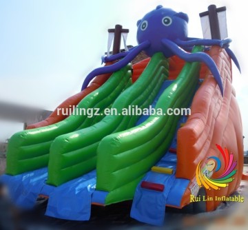 octopus style outdoor big inflatable kids water slide