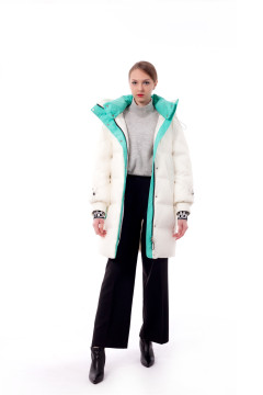Winter women's white color blocking fashionable coat