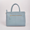 Dual Straps Small Front Pocket Tote Leather Satchel