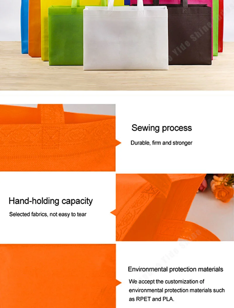 Customized Reusable PP Non Woven Bags for Shopping Packing with Die Cut Handle Flat Handle