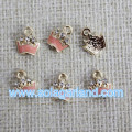 8*9MM Drop Pink Oil Wholesale Metal Crown Charms Pendants