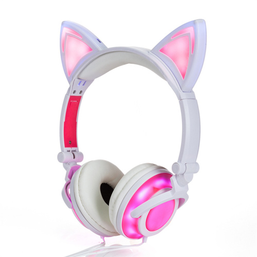 Auriculares recargables con orejas de gato, juego de auriculares para niñas y niños