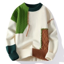 Autumn Winter Men's Knitted Patchwork Turtleneck Sweaters - Korean Streetwear Pullovers