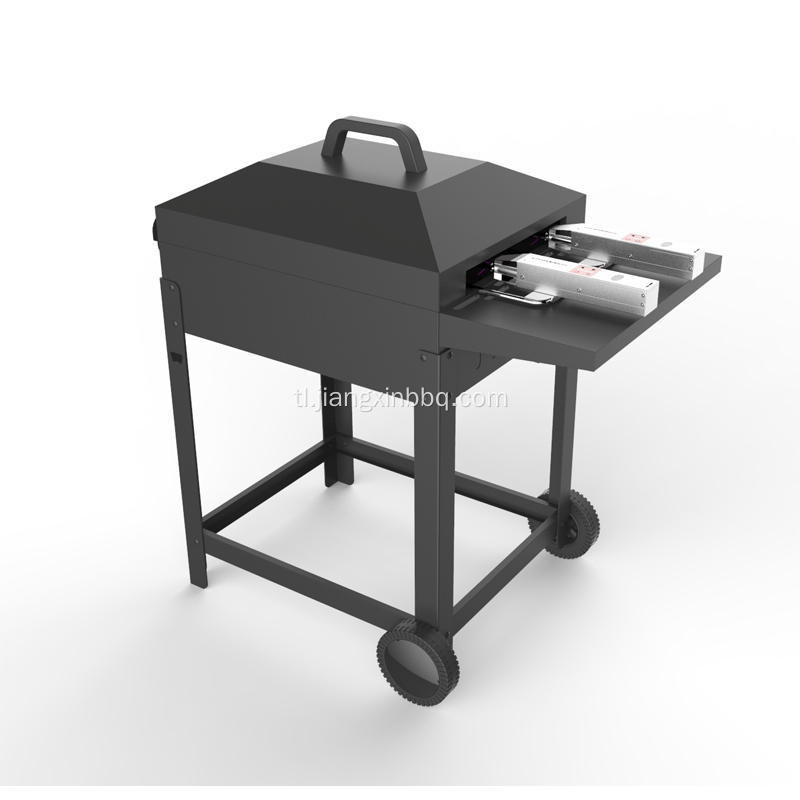 Trolley Charcoal BBQ na may Side Shelf