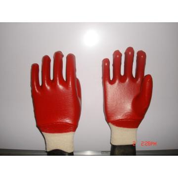 Red PVC Fully Coated Gloves with Smooth Finish