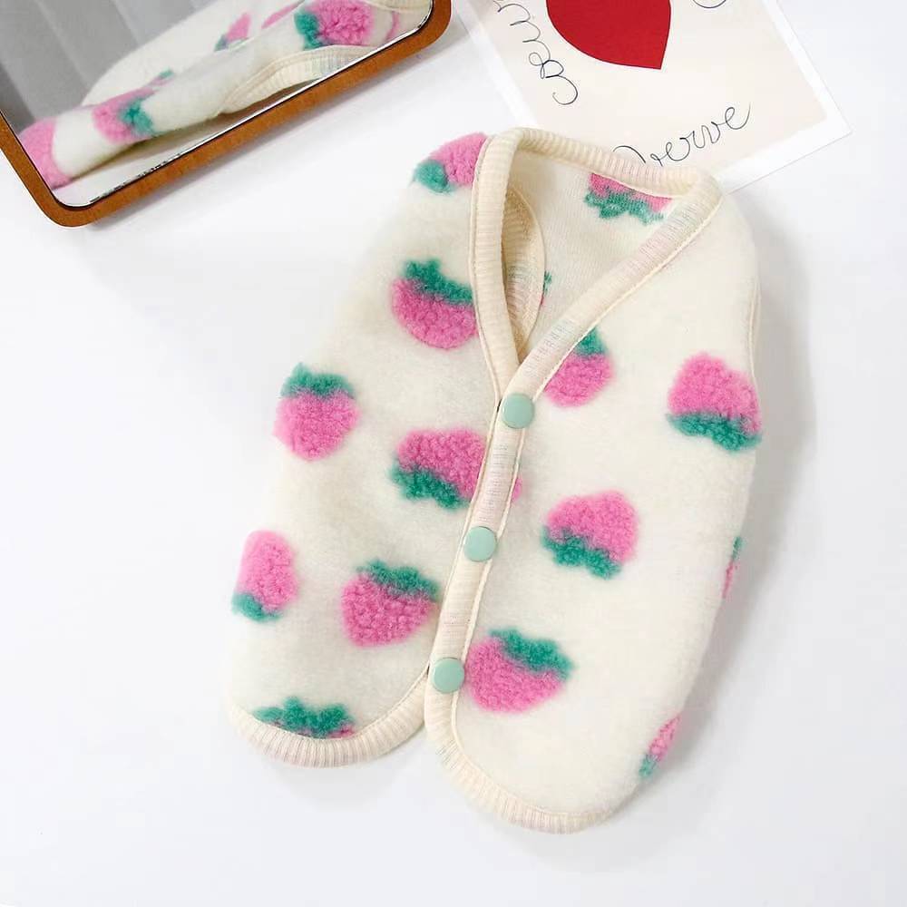 Strawberry printing pet warm and soft Vest Clothes