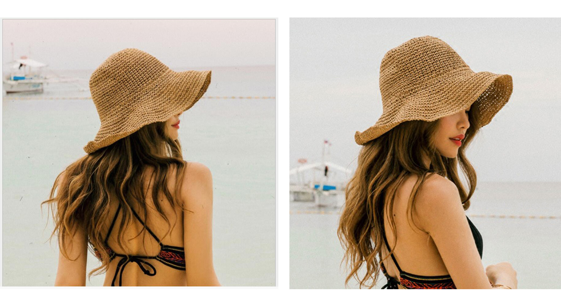 Summer straw hat for women Plain foldable beach straw hat