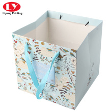 Printed Logo Paper Bags With Grossgrain Ribbon
