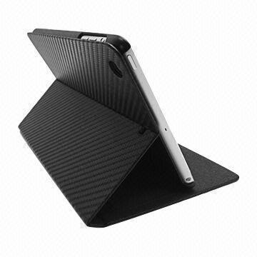 Folio Leather Smart Cover Case for iPad Mini Retina with Stand and Front/Back, Carbon Fiber Material