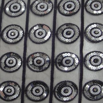 Silver Sequins Embroidered on Tull Lace Fabric with 52-inch Width