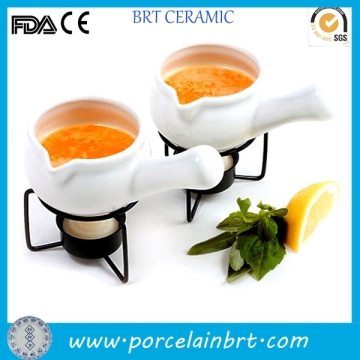Ceramic long handle butter warmer with steel base
