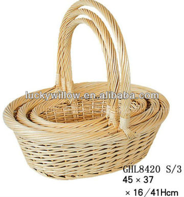 willow basket/wicker basket with handle/wicker fruit basket/wicker gift basket