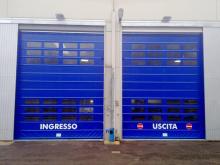 Fast high speed rolling up stacking door